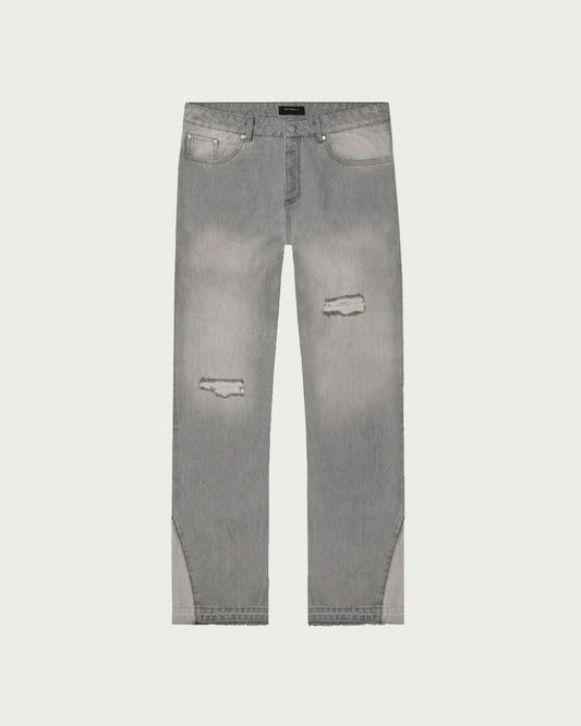 RTNTY “ Destroyed & Bleached “ Grey Flared Denim