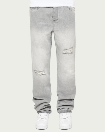 RTNTY “ Destroyed & Bleached “ Grey Flared Denim