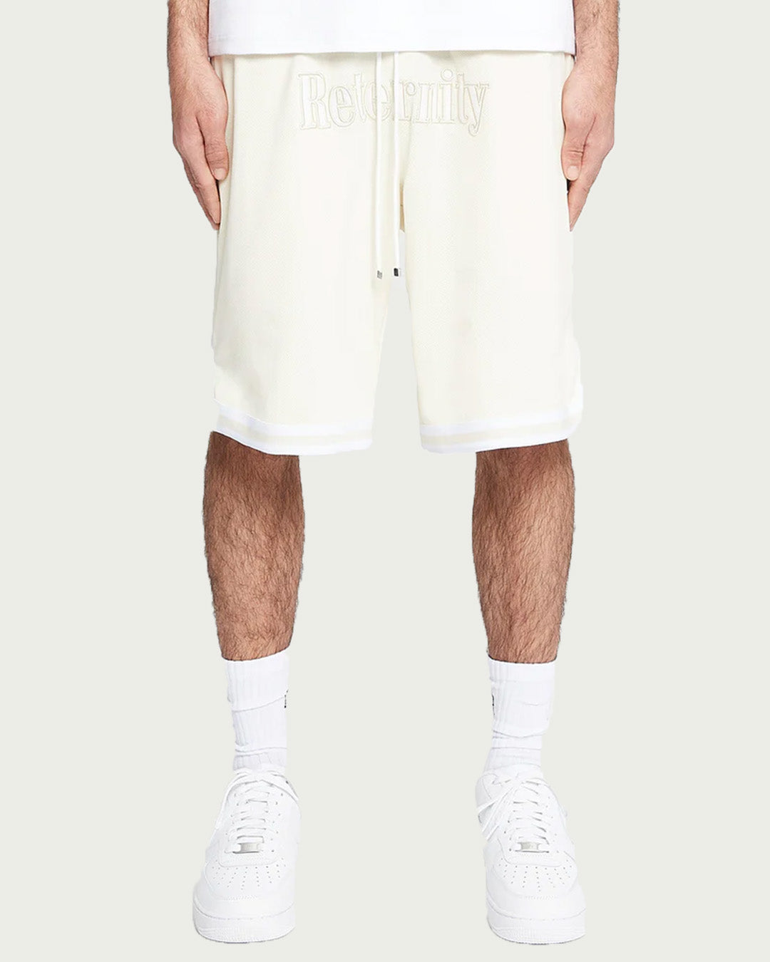 RTNTY " Cream Aplique " Mesh Shorts