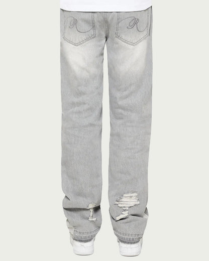 RTNTY “ Destroyed & Bleached “ Grey Flared Denim