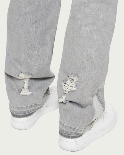 RTNTY “ Destroyed & Bleached “ Grey Flared Denim