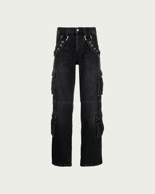 MISBHV Eyelet-Detail Straight-Leg Jeans